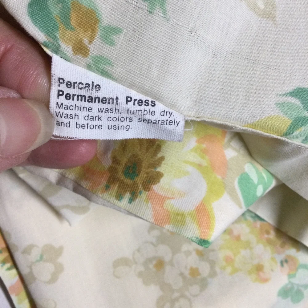 JCPenney Vintage Twin Flat Sheet Yellow Green Floral Patterned